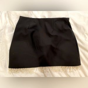 New House of Harlow Black Mini Skirt with Pearl Beaded Detailing Size 8